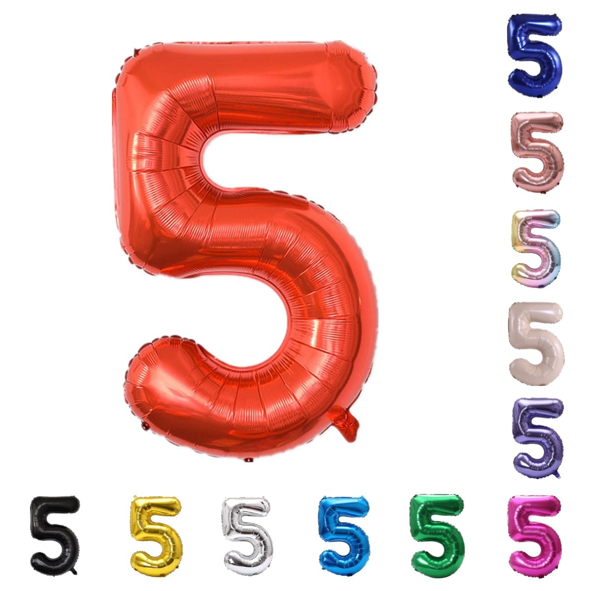 YPSelected 32 Inch Large Foil Helium Number Balloon Birthday Wedding Party 0-9 (Red, 5)