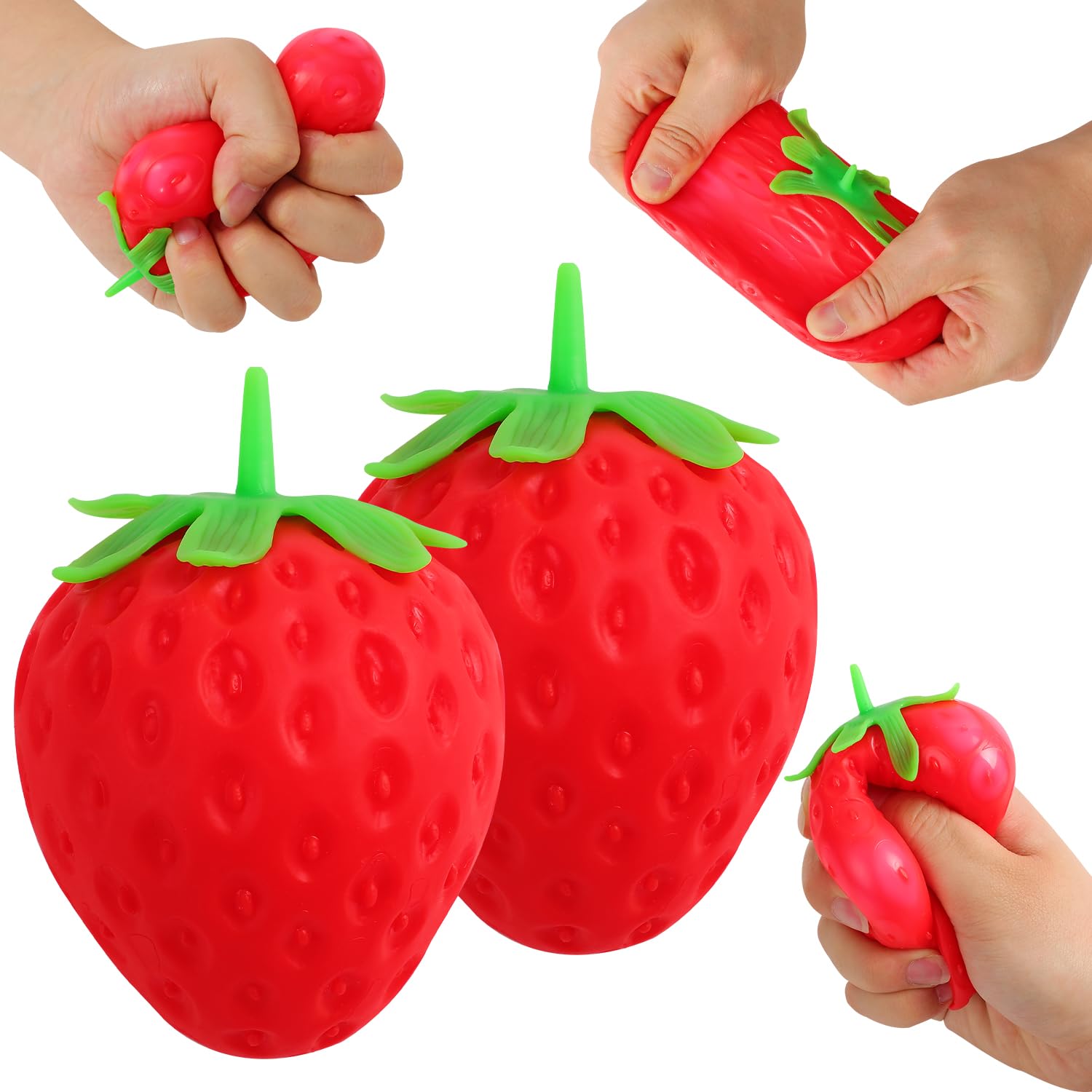 Photo 1 of 2pcs Squeezable Strawberry Toy,Squeezable Fruit Ball Realistic Strawberry Model Squishy Ultra Moldable Slow Rise Party Favor Pressure Release,Suitable for Adult use in Offices and Homes