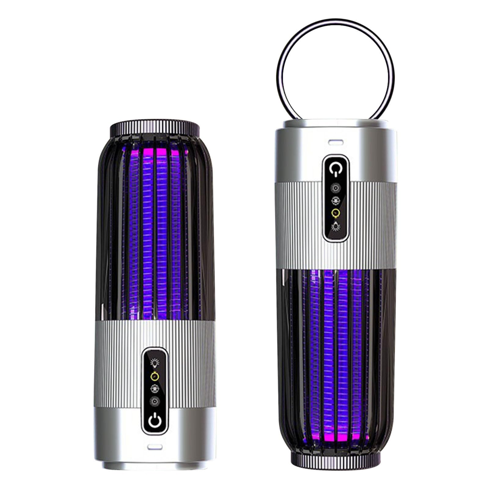Fly Zapper and Fly Trap, Portable Fly Catcher for Home Travel and Garden, Hanging Waterproof Insect Bite Zapper for Outdoor Indoor Camping and Patio (Silvery-A)
