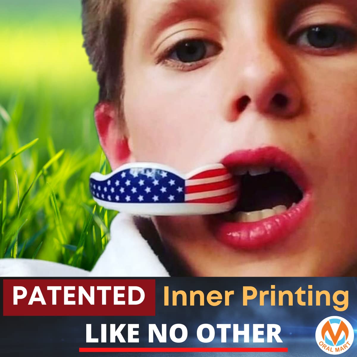 Oral Mart USA Flag paradenti per adulti - sport bandiera americana gioventù boccaglio per bandiera calcio, (età 12 & Up) Americano