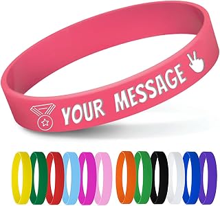 Personalised Silicone Wristbands - Custom Rubber Bracelets - Select Size: 160mm (Junior), 180mm (Women/Teen), 202mm (Men) - For Medical Alert ID