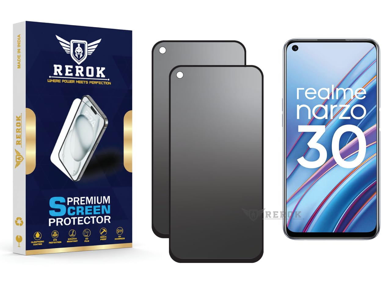 REROK Anti-Glare Matte Tempered Glass Screen Protector Compatible with Realme Narzo 30 [Pack of 2] | Anti-Fingerprint, Scratch Resistant, Case Friendly, Easy Installation Kit