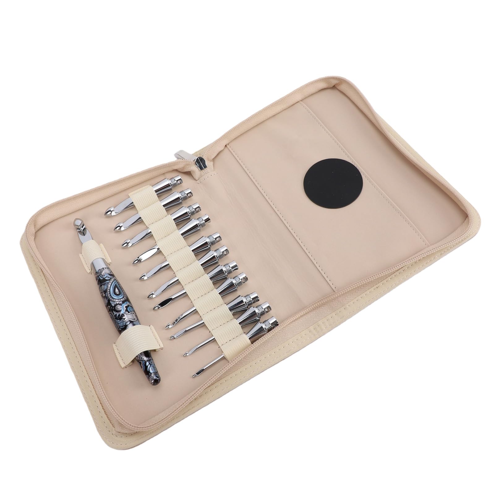 Haofy Kit de Ganchillo de Aluminio de 3,0-10,0 Mm con Mango Ergonómico | Agarre Cómodo Antideslizante, 12 Tamaños Intercambiables, Estuche de Viaje de PU, Deslizamiento Suave del Hilo, Reduce la