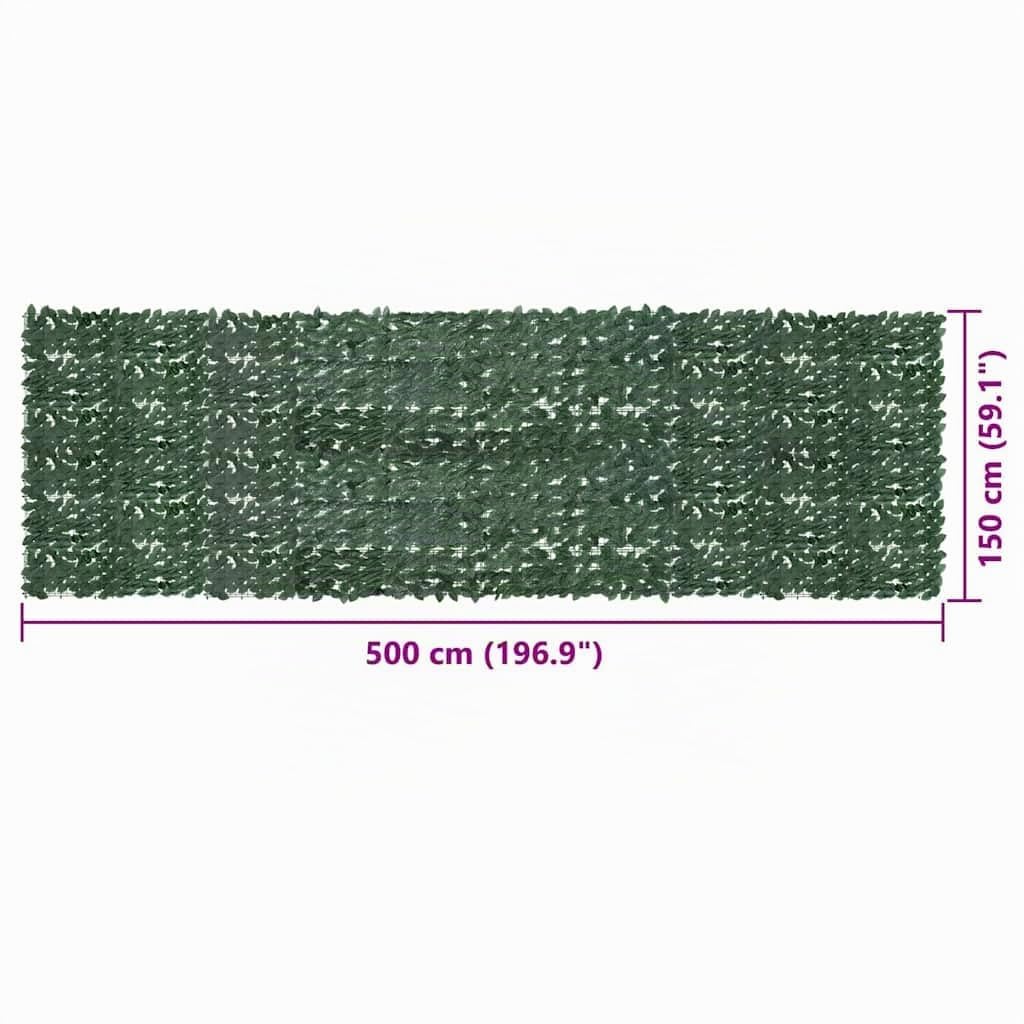 vidaXL Balkon Sichtschutz mit Dunkelgrünen Blättern Windschutz Balkonverkleidung Balkonbespannung Sichtschutzhecke Terrasse Zaun 500x150cm