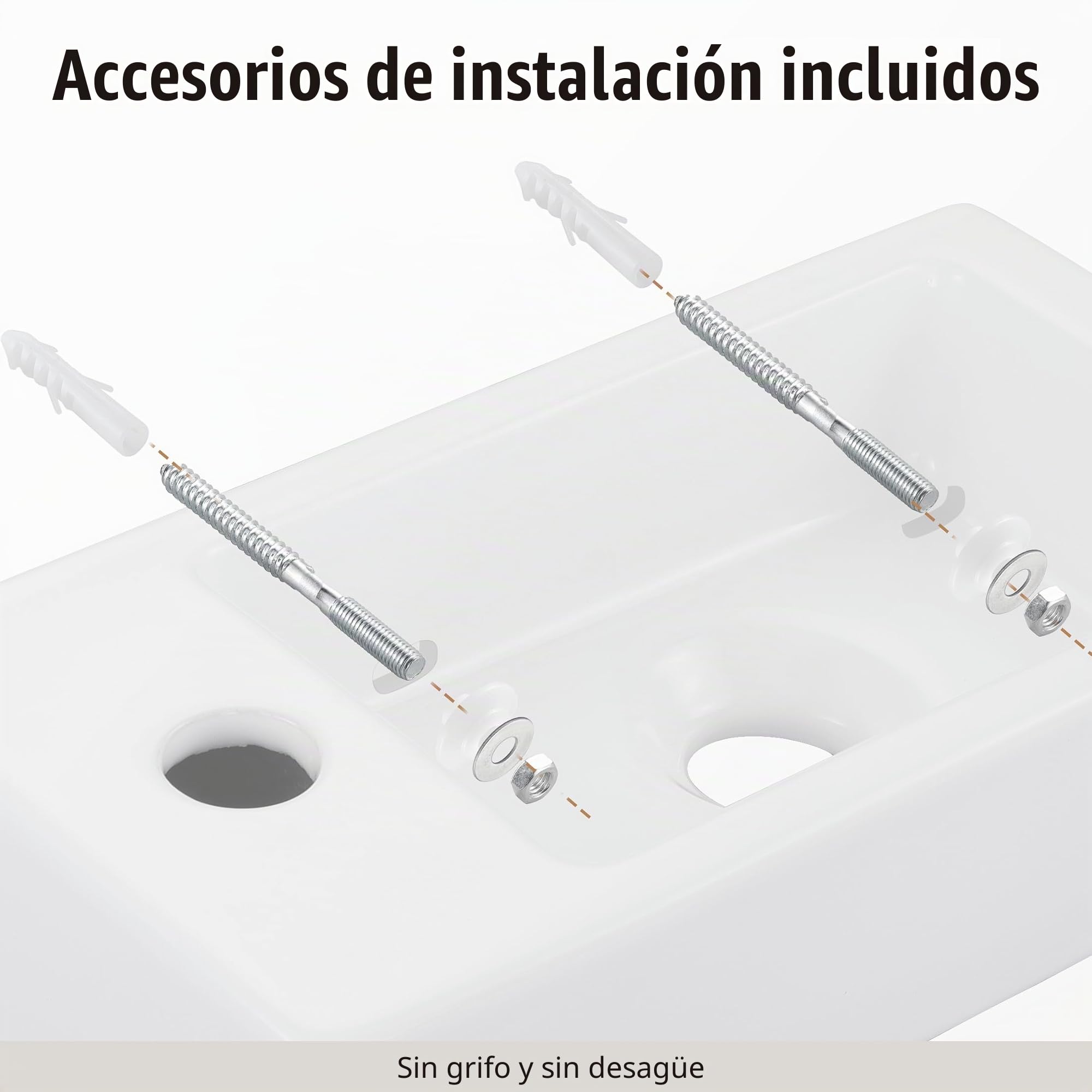 KES Lavabo Blanco de Cerámica Lavabo Sobre Encimera Baño Mini Estandar Lavamanos sobre Encimera Rectangular, BWS102