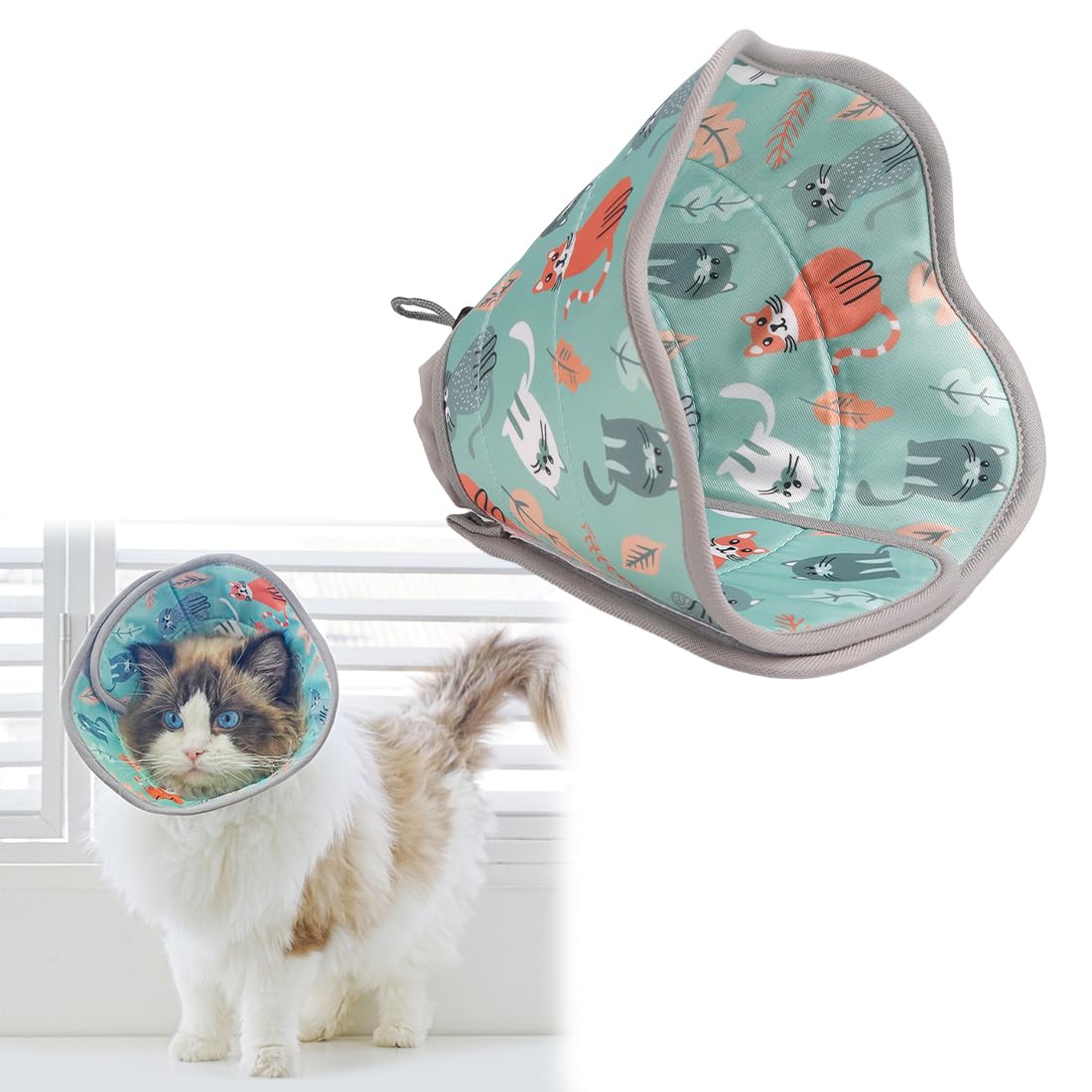 Collar Isabelino Gatos Ajustable,Cono Suave del Cuello Elizabethan, Suave Collar Recuperación Gato para Después de la Cirugía y Lesiones,Collar Isabelino Perro Pequeño (verde, M)