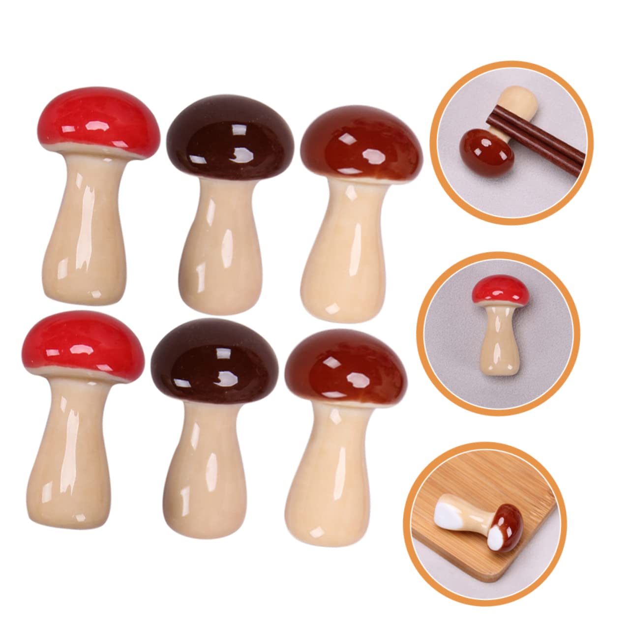 Luxshiny Support de Rangement pour Baguettes Lot de 6 Pièces, Facile à Nettoyer en Céramique Champignon Décoration de Table à Manger Élégante Maison