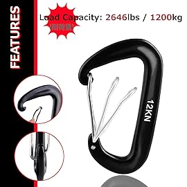 Azarxis Carabiner Clips, 12 kN Aluminium D Ring Heavy Duty Lightweight Caribeaners Key Chains for Hammock, Camping, Hiking, Outdoor, Gym, Dog Leash, Backpack, Harness (12kN - Red - 4 PCS)