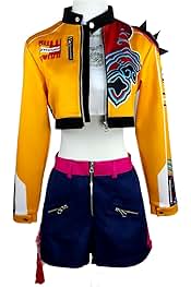 Anime-Style Cosplay Costume Outfit with Coat, Top, Shorts, and Necklace (Includes Tassel Pendant) for Girls