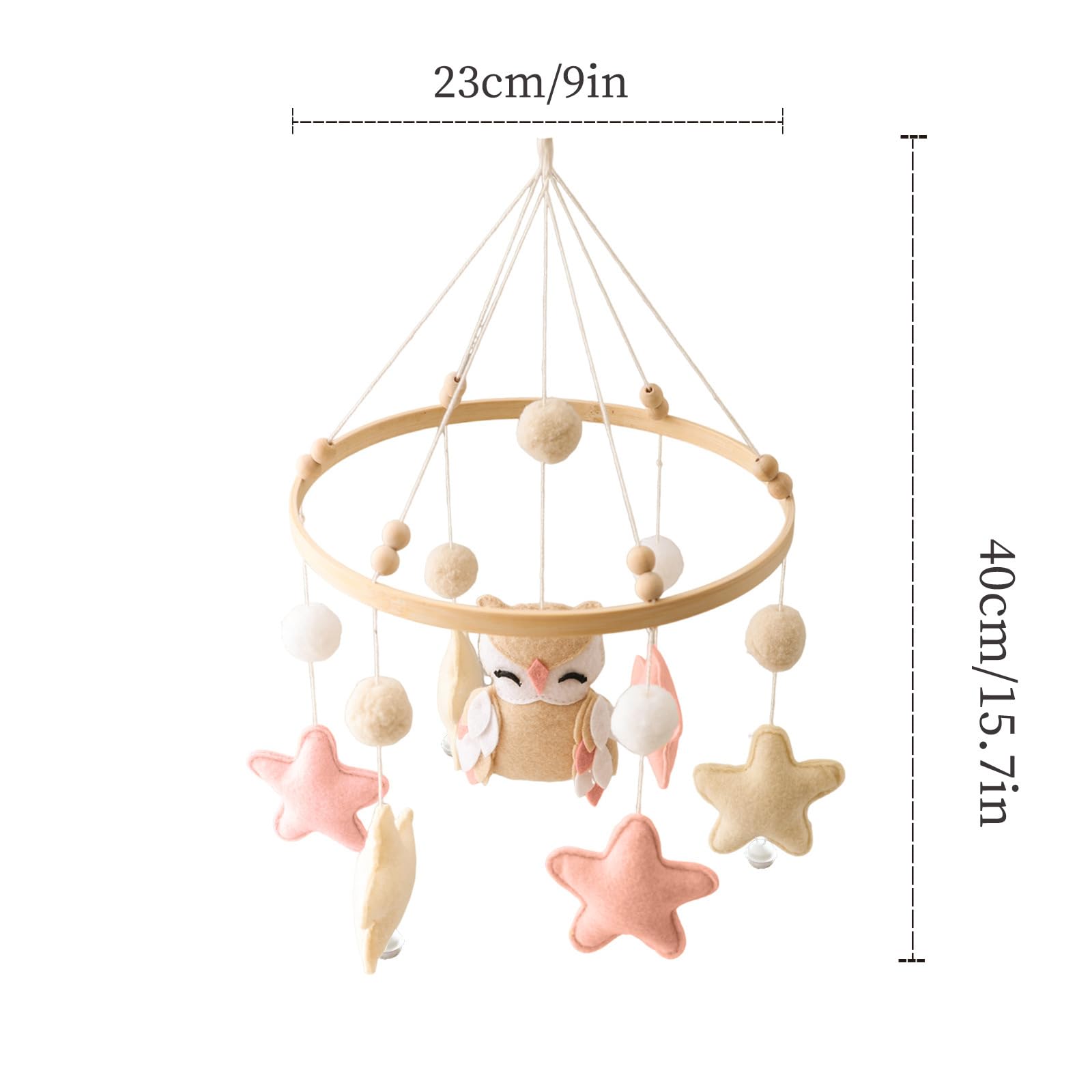Sky and Bird Theme Baby Crib Mobile,Simple Short Nursery Mobile Soothe Mobile, Owl and Star Gender Neutral Baby Mobile,Safe Baby Crib Soothing Accessories for Baby Boys Girls Bird Mobile (Pink)