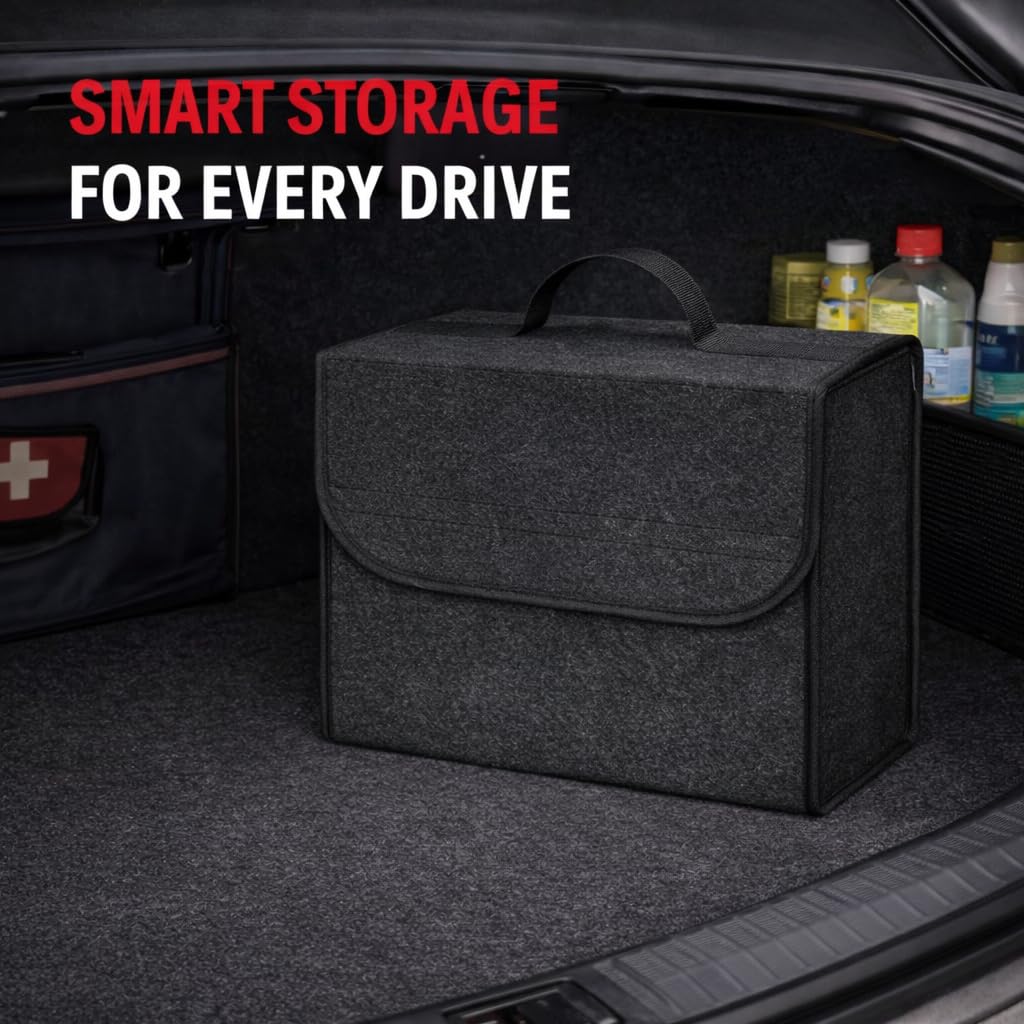 JVCV® Car Trunk Boot Organizer, Car Storage and Organizer Anti Slip Car Accessories Organizer for Car, Suv, Sedan, Truck, Minivan Anti Slip Bottom (Small). 2