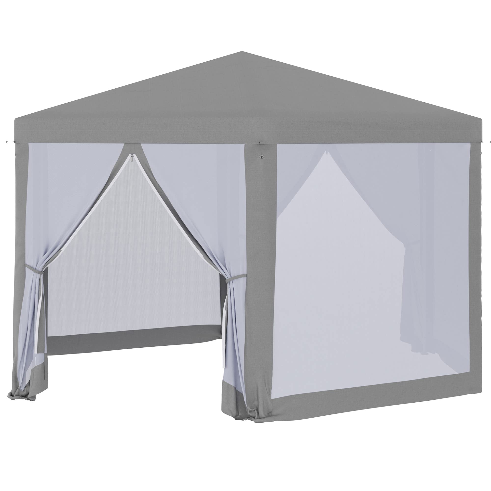 Outsunny Tonnelle Barnum Tente de réception hexagonale Style Cosy métal Polyester Gris
