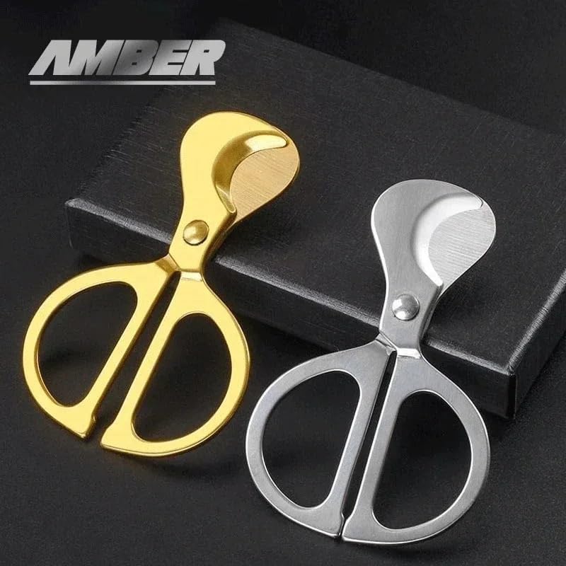 Cigar Cutter Double Blade Stainless Steel Metal Wood Pocket Gadget(Silver)