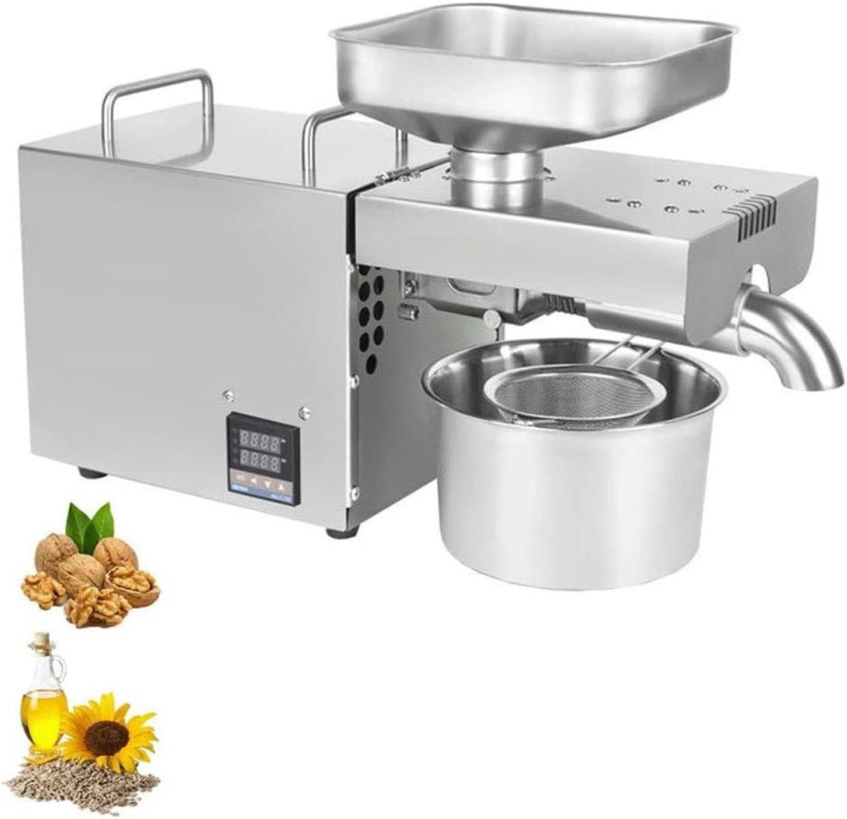 asdchZen Oil Press Machine Stainless Steel Cold Hot Nut Oil Extractor For Coconut Olive Home/Commercial Oil Expeller 5-8Kg/H