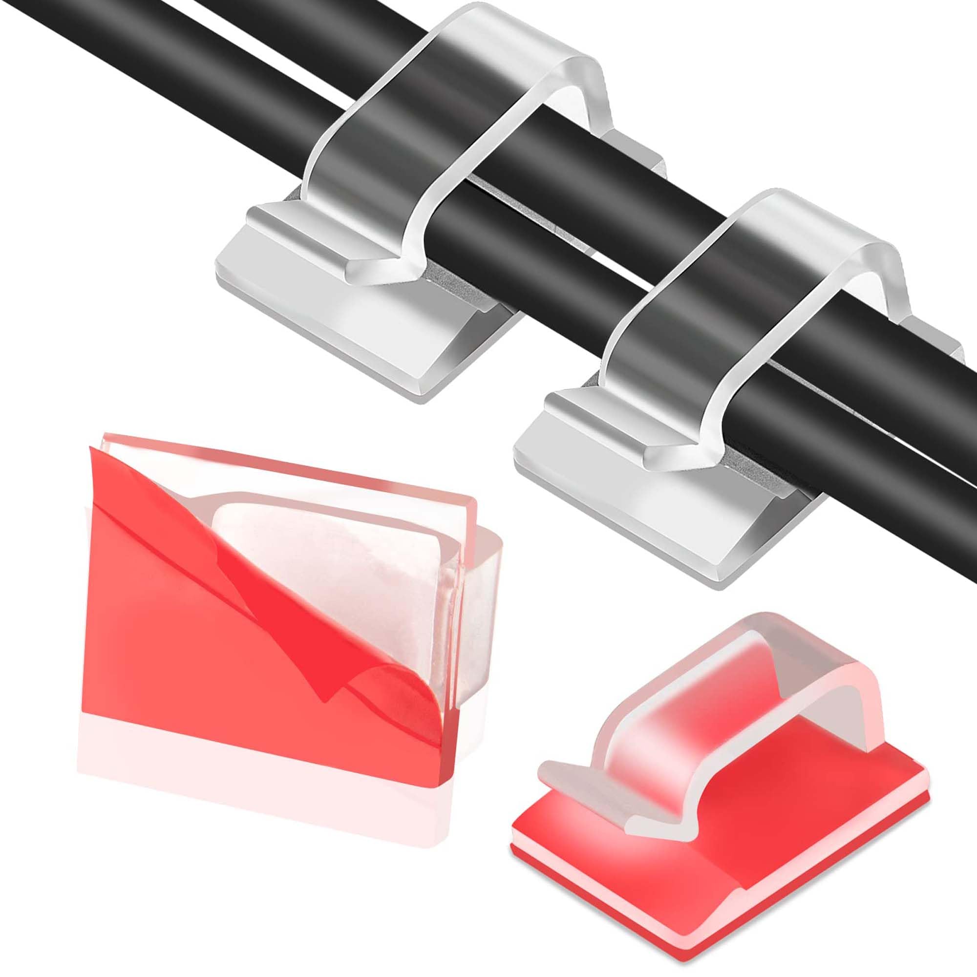 KEDAZM 100 PCS Adhesive Cable Clips, Wall Wire Clips for Cable Management, Strong Cord Clips Wire Holders for The Wall Under Desk Car Dash Cam TV PC Ethernet Cable (White 2-45PS)