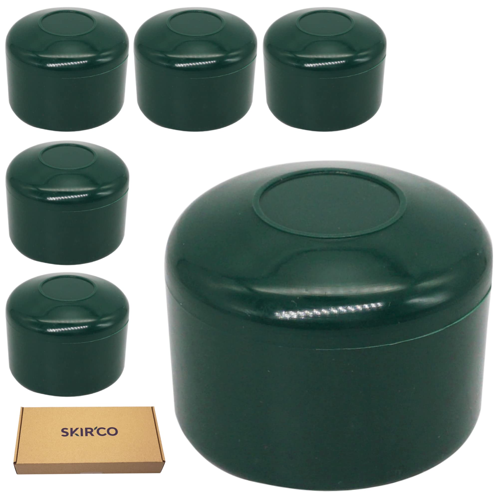 SKIR'CO (6 pcs) Fence Post Caps, Round 42 mm Green Plastic Caps for Round Fence Posts Fence Post Covers, Moss Green RAL 6005 - Image 2