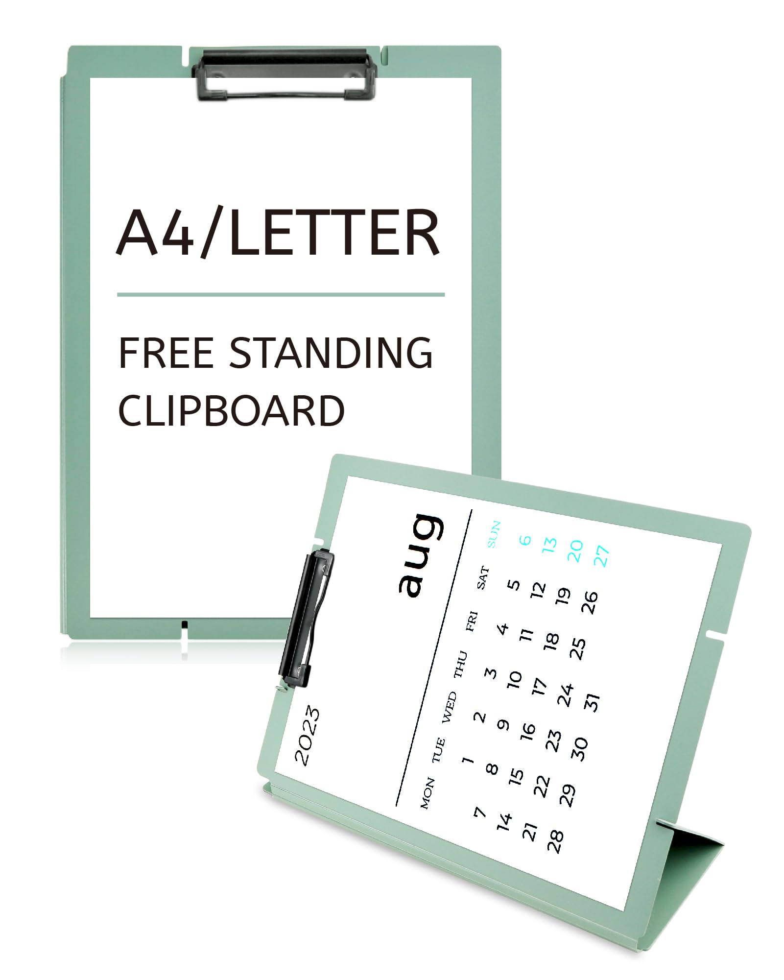 GAUENEEN Green Foldable Clipboard and Desktop Stand with Adjustable Buckles Easel Back - A4, Letter Size Paper Holder for School, Office and Business Use (9 x 13 inches)