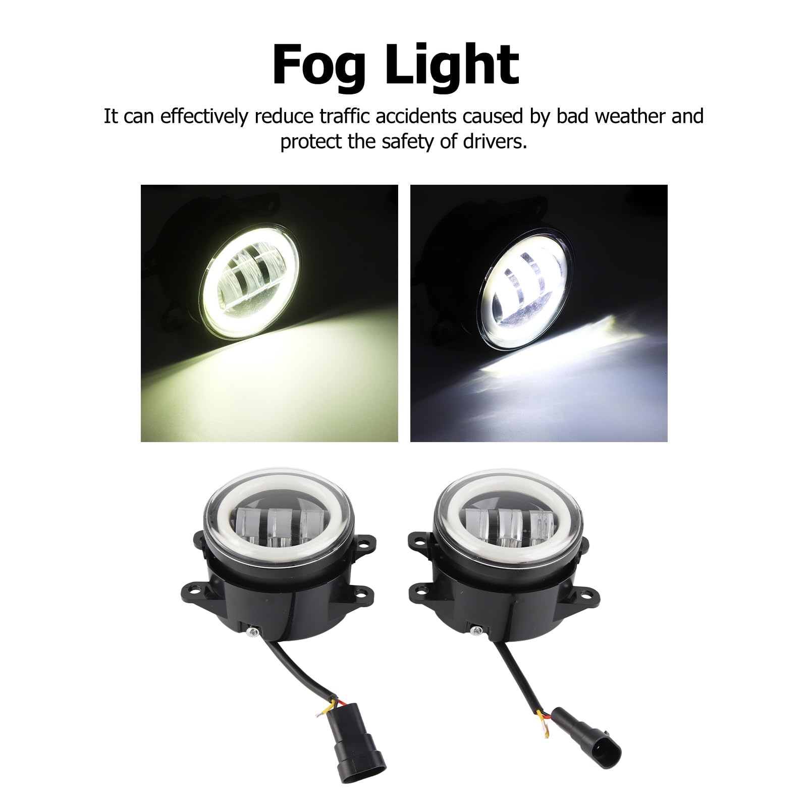 Luci Rotonde Fuoristrada, Luci di Lavoro per Fendinebbia a LED, Faretto Antinebbia 3,5 Pollici Fendinebbia Guida Super Luminoso Universale per Auto e Motocicli