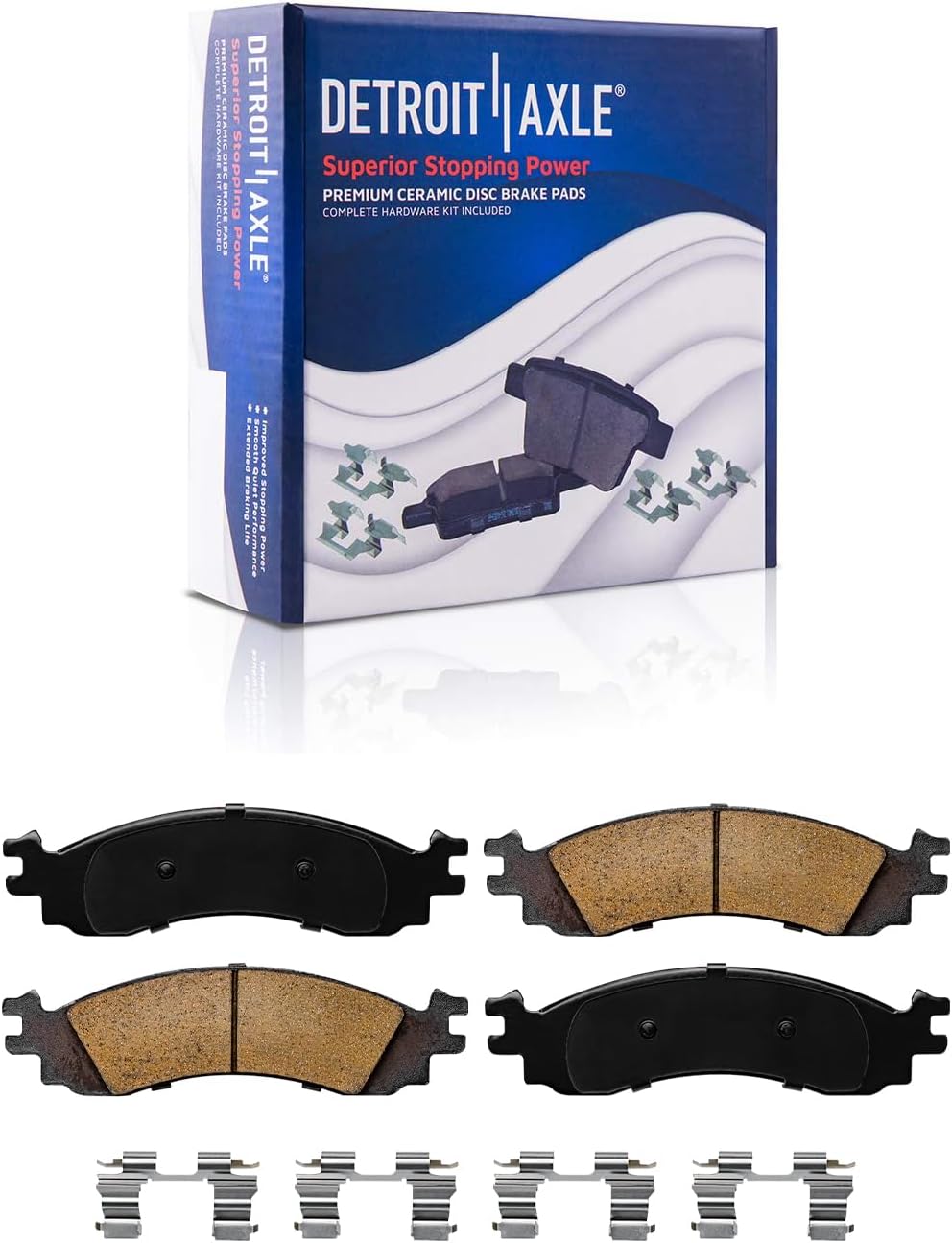 Detroit Axle - 8pc Brake Kit for 2006-2010 Ford Explorer/Explorer Sport Trac Mercury Mountaineer Drilled & Slotted Brake Rotors Ceramic Brakes Pads w/Hardware 2007 2008 2009 Front & Rear Replacement