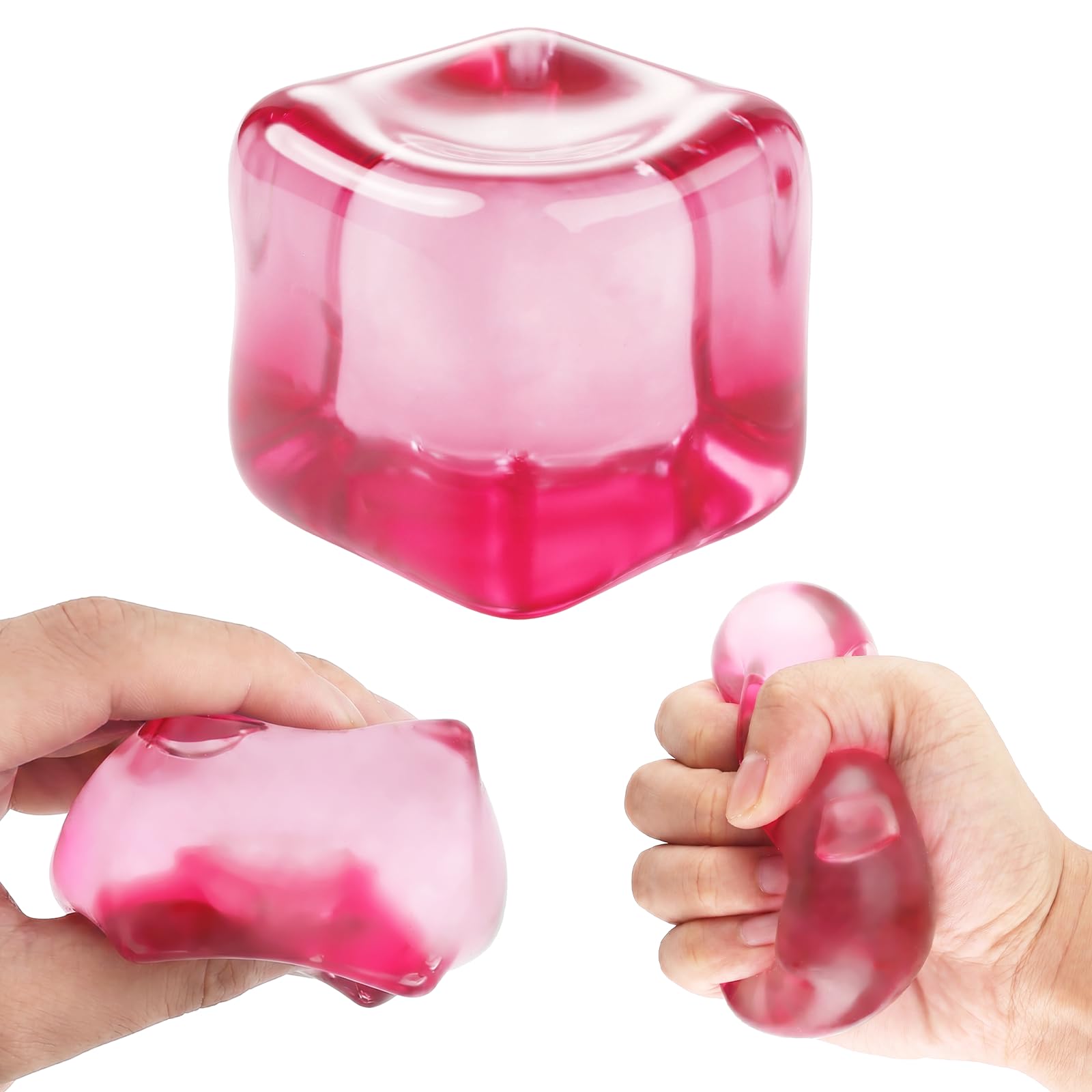 RZCOMP Ice Cube Squishy,5CM Squishy Cube Fidget Toys,Slow Rise Ice Cube Stress Ball Squishy Toys Gift for Adults & Kids (Pink)