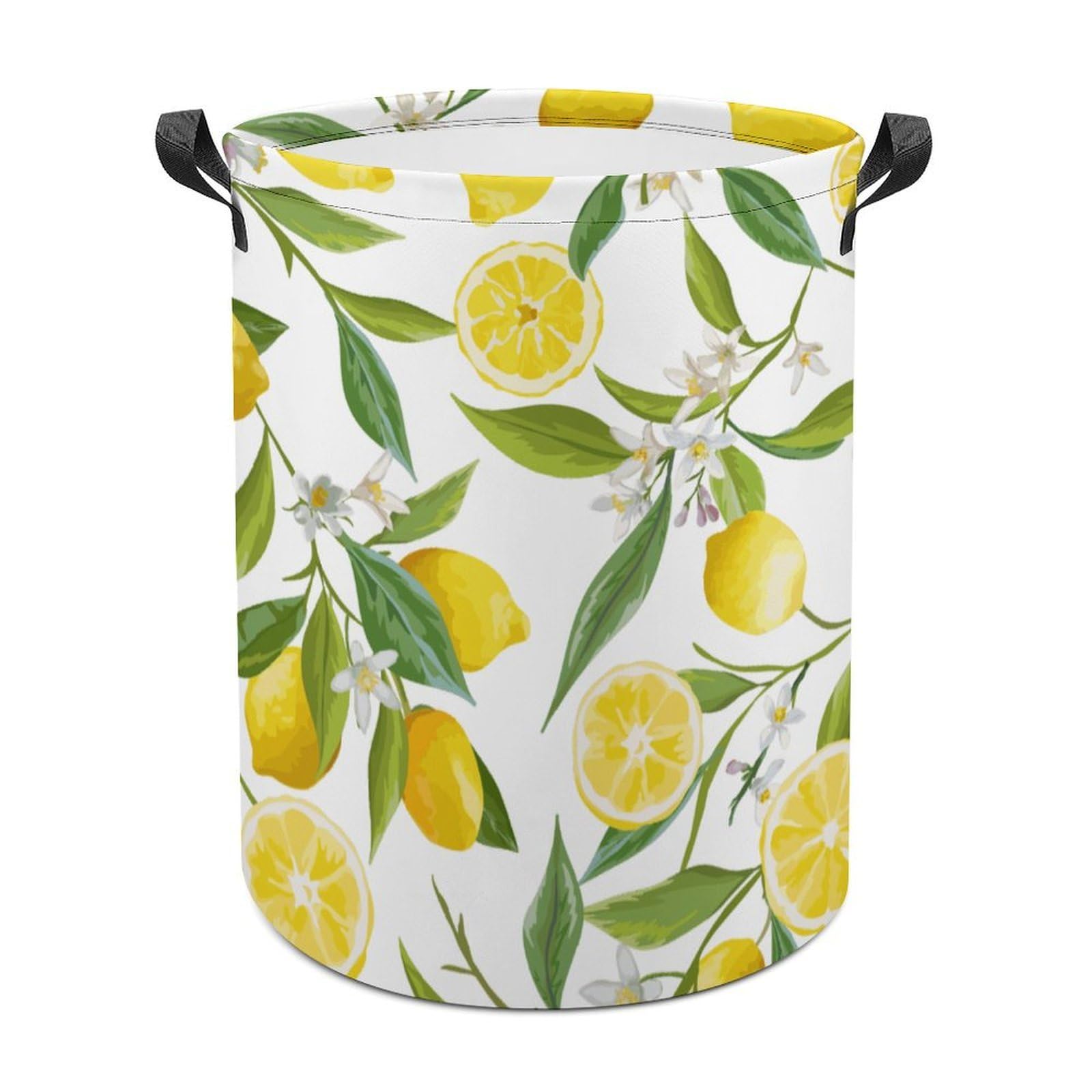 Lyfthologen Laundry Hamper, Yellow Lemon Laundry Basket, Washing Basket with Handle