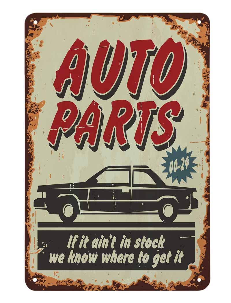SMAZDFXX Auto Parts Tin Sign,Car With Letter If It Ain'T In Stock We Know Where to Get It Vintage Metal Tin Signs for Cafes Bars Pubs Shop Wall Decorative Funny Retro Signs for Men Women 12"x16"