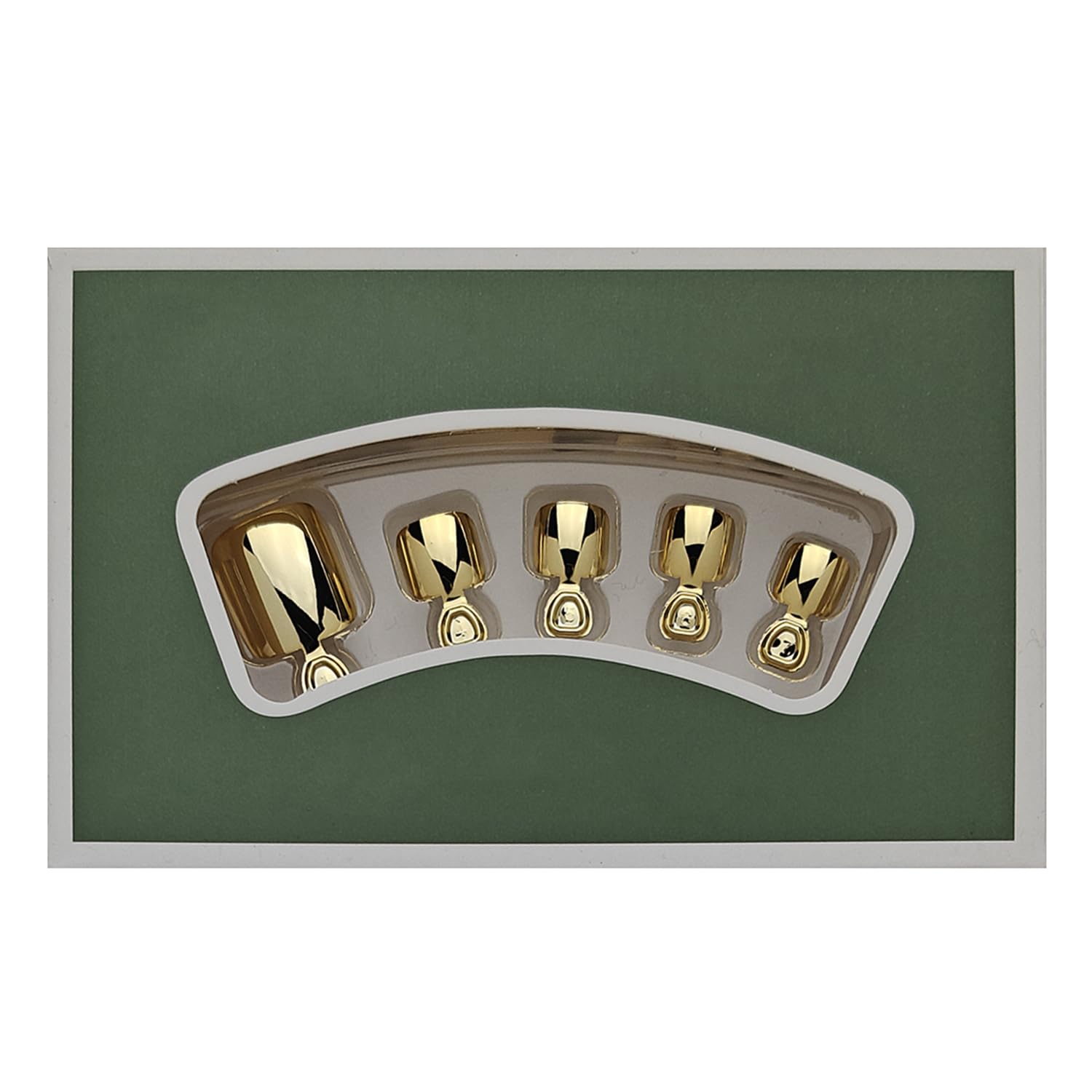 S.A.V.I Mirror Chrome Gold Press-On Toenails for Women | Short Natural Square Shape | Glossy Metallic Finish | Reusable ABS Toe Nails | 24 Pc Kit with Glue & Adhesive Tabs-image-12