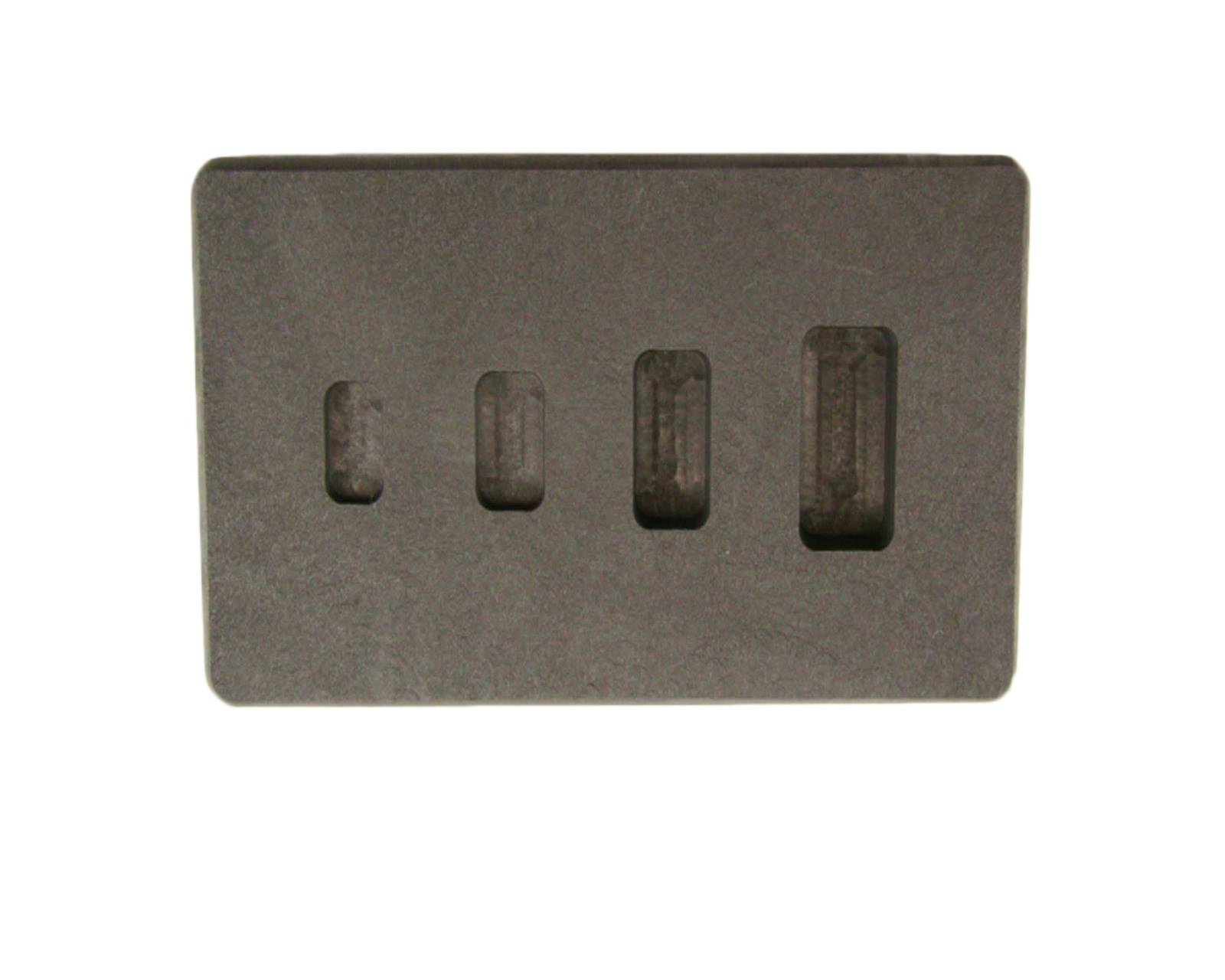 1-2-5-10 Gram High Density Graphite Gold Bar Mold 4-Cavities - Silver Copper