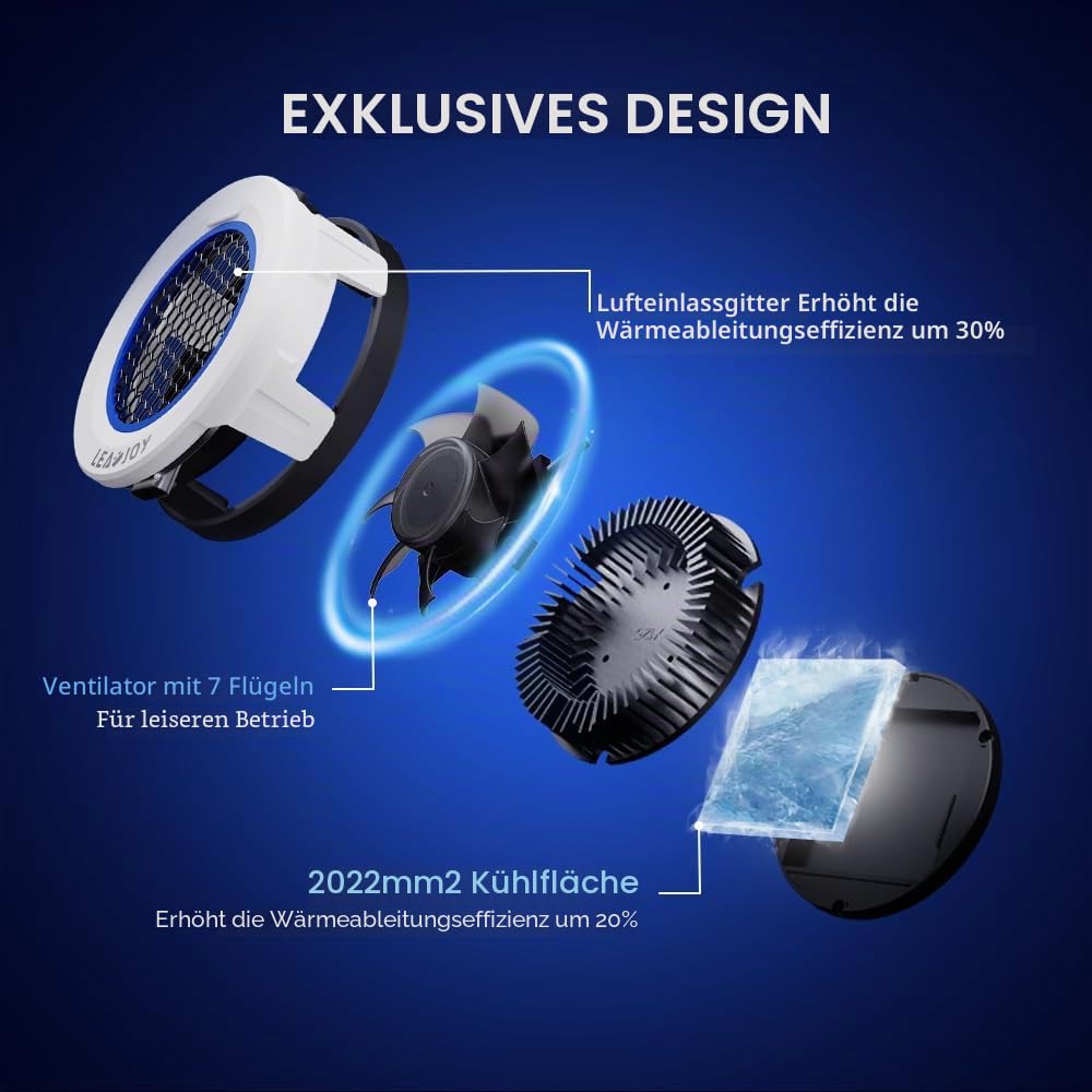 Leadjoy H1 Gaming Telefonkühler, Halbleiter-Magnetkühler für Android/iPhone mit 30dB Silent Modus, Typ-C Kabel, 80.1g, kompakter MagSafe Lüfter mit