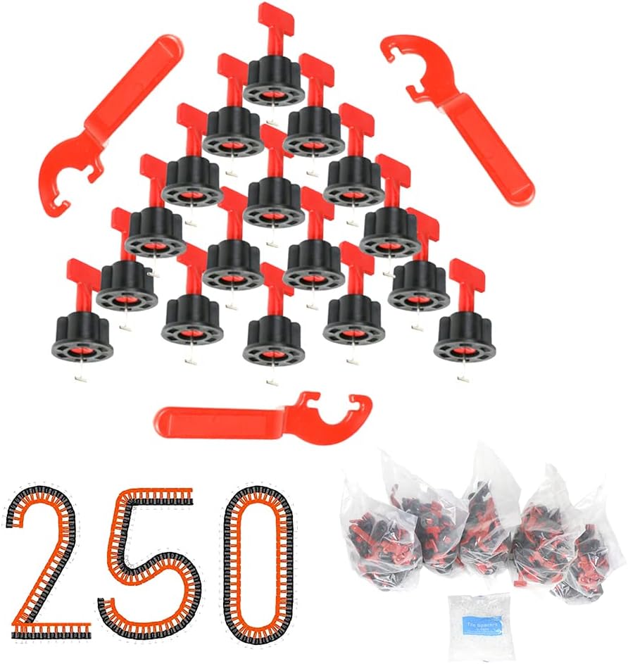 Tile Leveling System 1/16″, 250pcs Tile Levelers, 500pcs Tile Spacers and 5pcs Special Wrenches, Tile Spacers Leveling System for Stone Installation