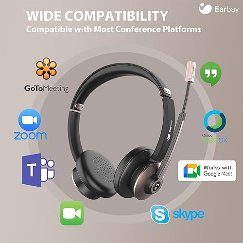 Miniatura 6 de Auriculares Bluetooth con micrófono, auriculares inalámbricos con micrófono de cancelación de ruido, auriculares en la oreja con dongle USB y botón