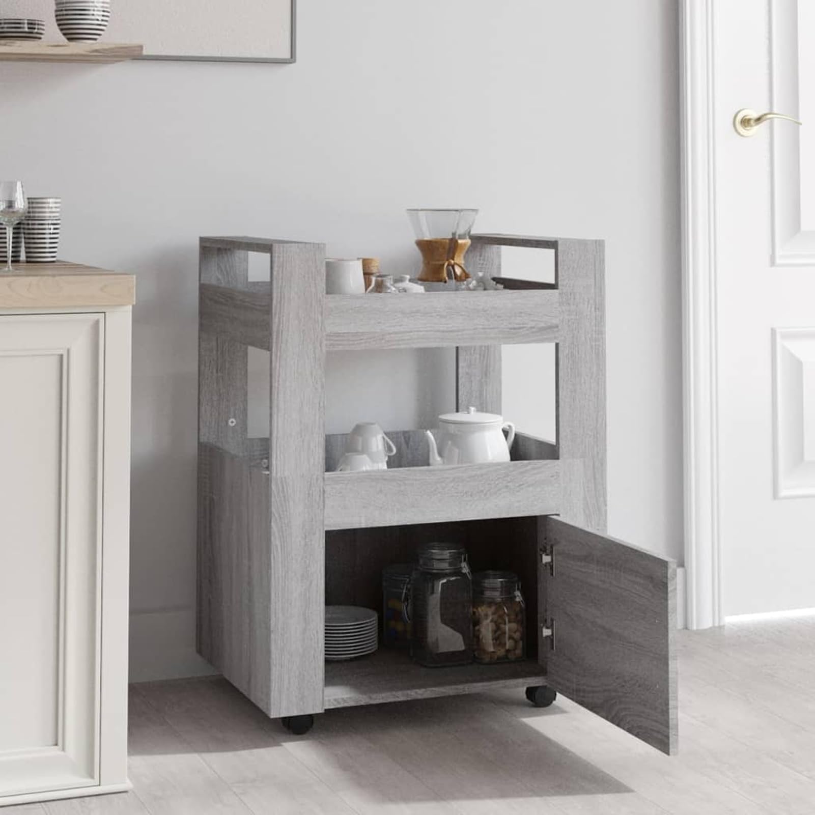 Küchenwagen Holzwerkstoff Grau Sonoma 60x45x80 cm - Praktisch für Küchenorganisation 816830