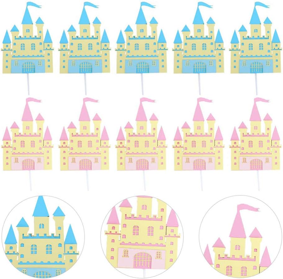 TOYANDONA 10 Pcs Castle Cake Topper Castle Cupcake Toppers Baby Shower Cake Decoration for Boy and Girl Baby Shower Halloween Party Supplies