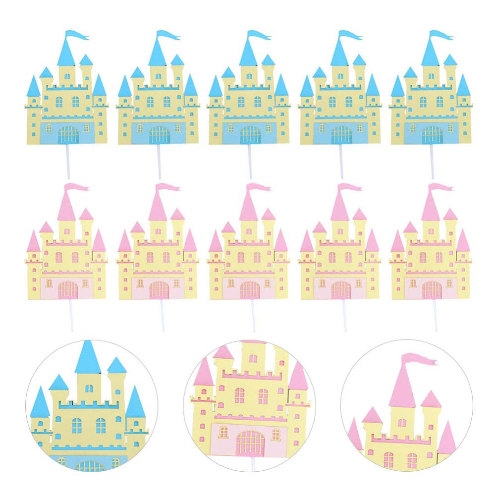 TOYANDONA 10 Pcs Castle Cake Topper Castle Cupcake Toppers Baby Shower Cake Decoration for Boy and Girl Baby Shower Halloween Party Supplies