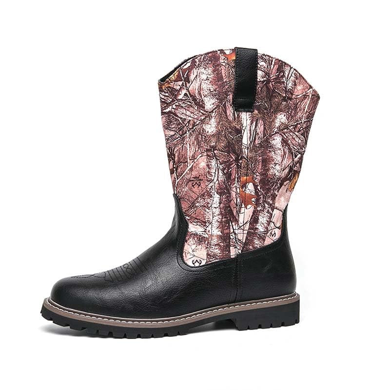 Men's Western Boots,Men's Cowboy Boots,Men's Outdoor Casual Leather Boots,Biker Boots,Leaf Graffiti Design,Fashion and Comfortable,Non-slip,Durable and Soft2