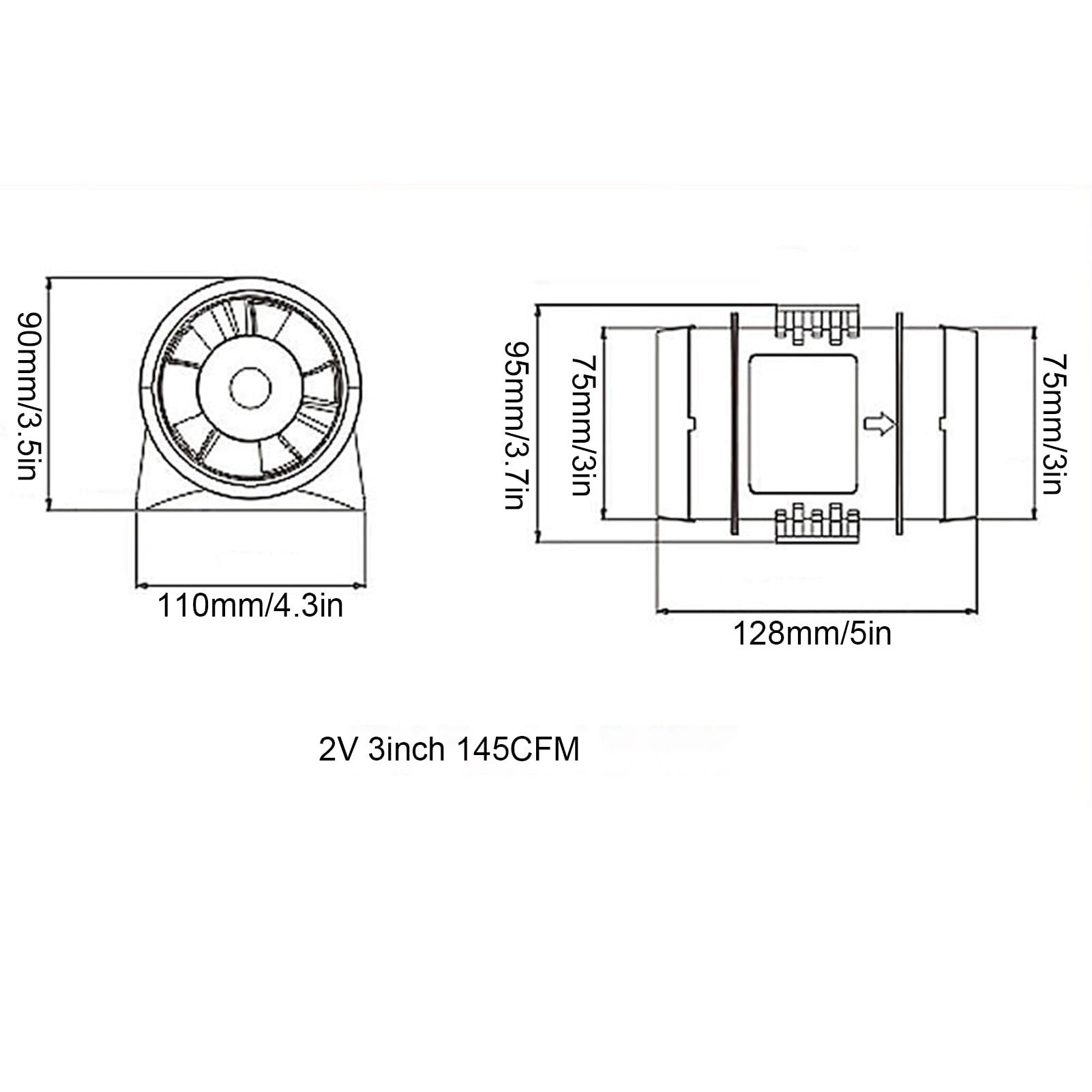 Yctze Ventilateur d'extraction de Ventilation de cabine 12V 3in pour bateau de RV Marine Yacht salle de bain entrepôt RV ventilateur d'échappement ventilateur de RV