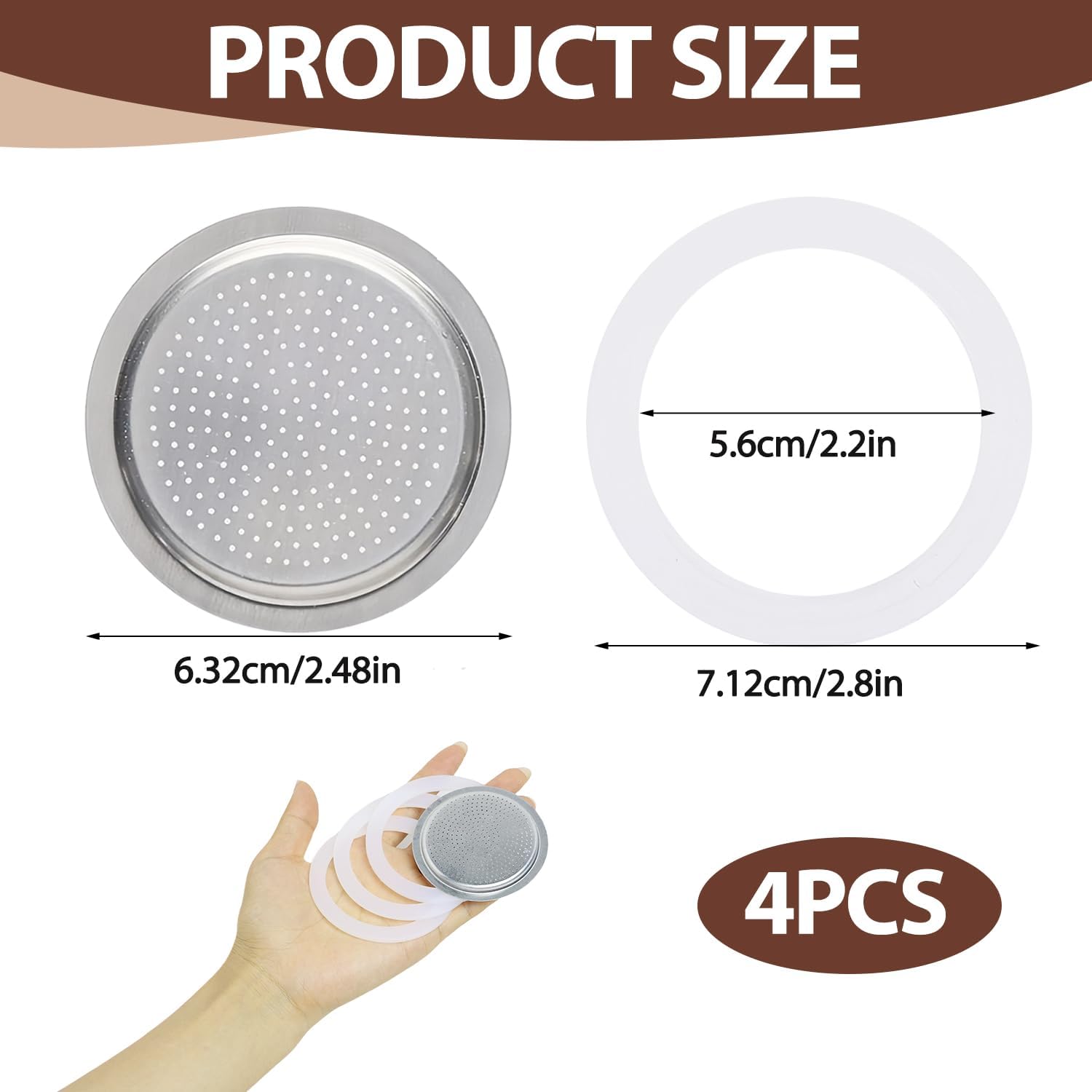 Espressokocher Dichtungsring Set - 3-teilig Mit Siebeinsatz Für Kaffeekannen