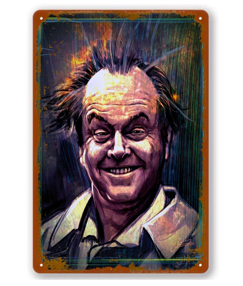 Jack Nicholson Celebrities Portraits Poster Vintage Metal Tin Sign Wall Decoration for Garage Yard Home Cafe Bar Club Hotel 8 x 12 Inch