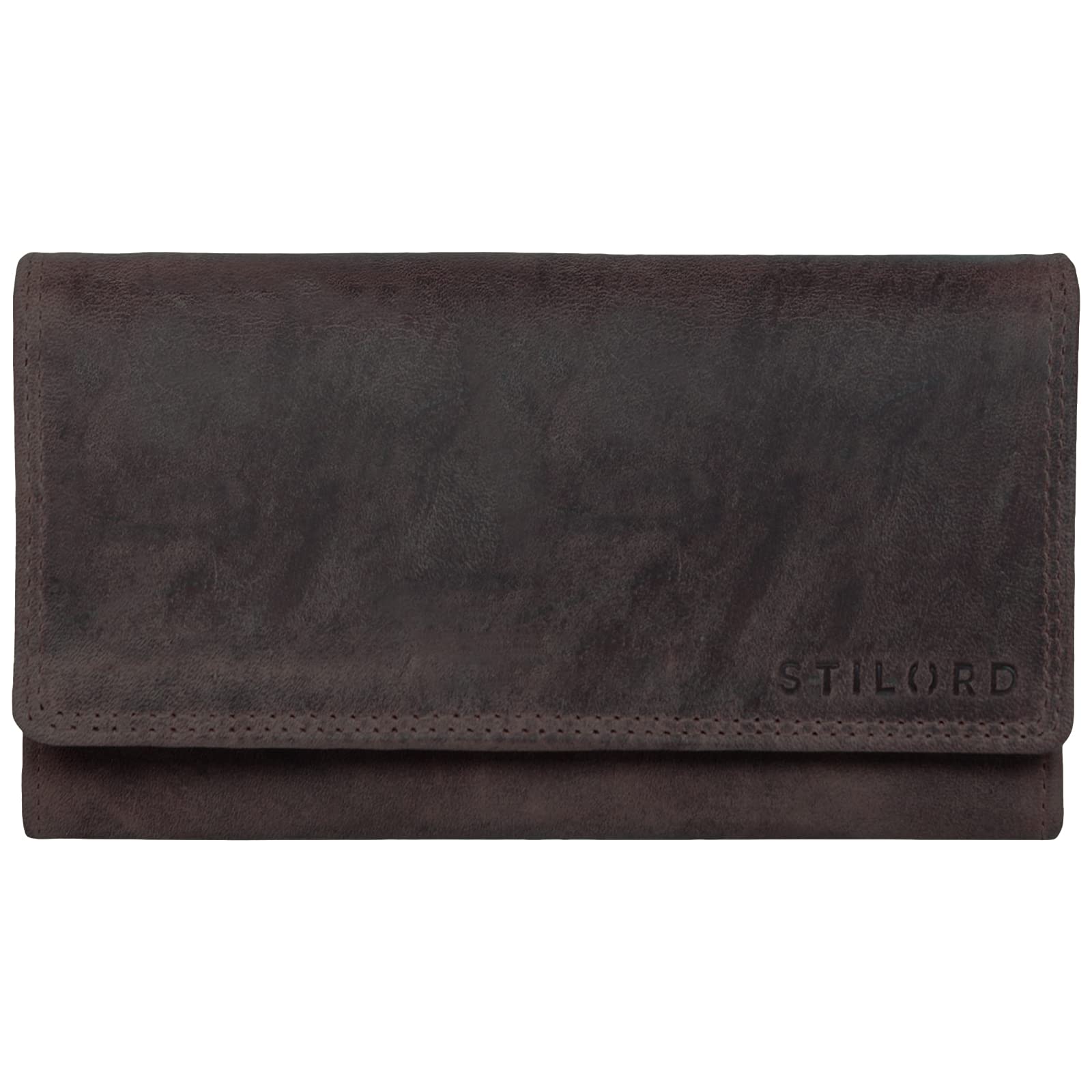 STILORD "Hannah Vintage Geldbörse für Damen aus Antik Leder groß Portemonnaie Reißverschluss Kleingeld EC-Karten Horizontal mit RFID NFC Schutz Farbe:Kara - Cognac