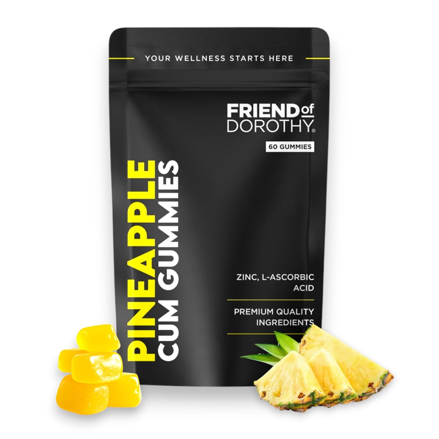 Pineapple C*M Gummies – Improves Sperm Volume and Load – Semen Volume Supplement – 60 Capsules in Pouch - Premium Ingredients