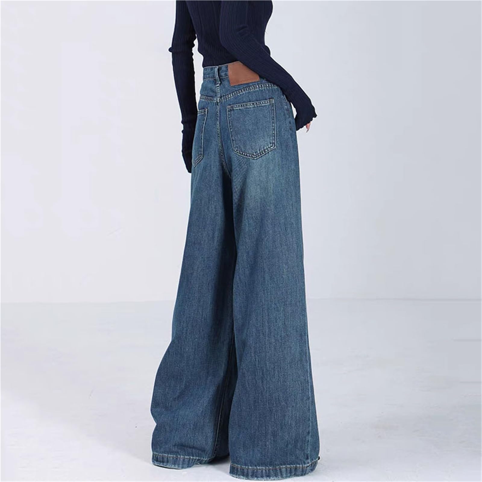 Spodnie Baggy Jeans Damskie Jeansy z Wysokim Stanem Spodnie Szerokie Nogawki Jeansy Elastyczne Proste Jeansy Szerokie Nogawki Spodnie Jeansowe Spodnie Boyfriendy Streetwear