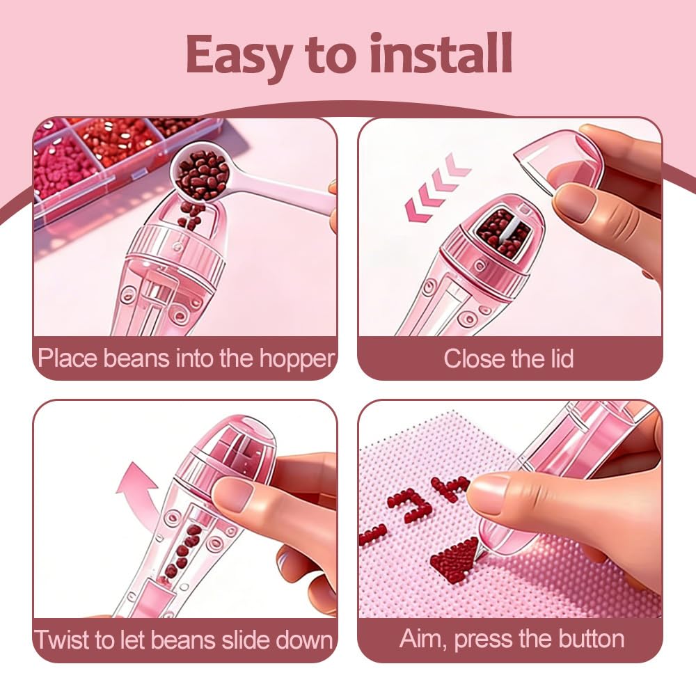 Bügelperlen Stift 2,6 mm, 2 Stück Mini Fuse Beads Pen, Drückautomatik für 2,6 mm Perlen, Ergonomischer Perlenstift für DIY Pixel Bilder, Schmelzperlen Werkzeug