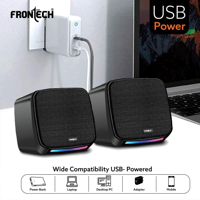 FRONTECH 2.0 USB Powered Multimedia Speakers with RGB Lights | 2 x 3W Drivers (5.2 cm) | AUX Connectivity | for Laptop, PC, Mobile | 1 Year... - Image 3