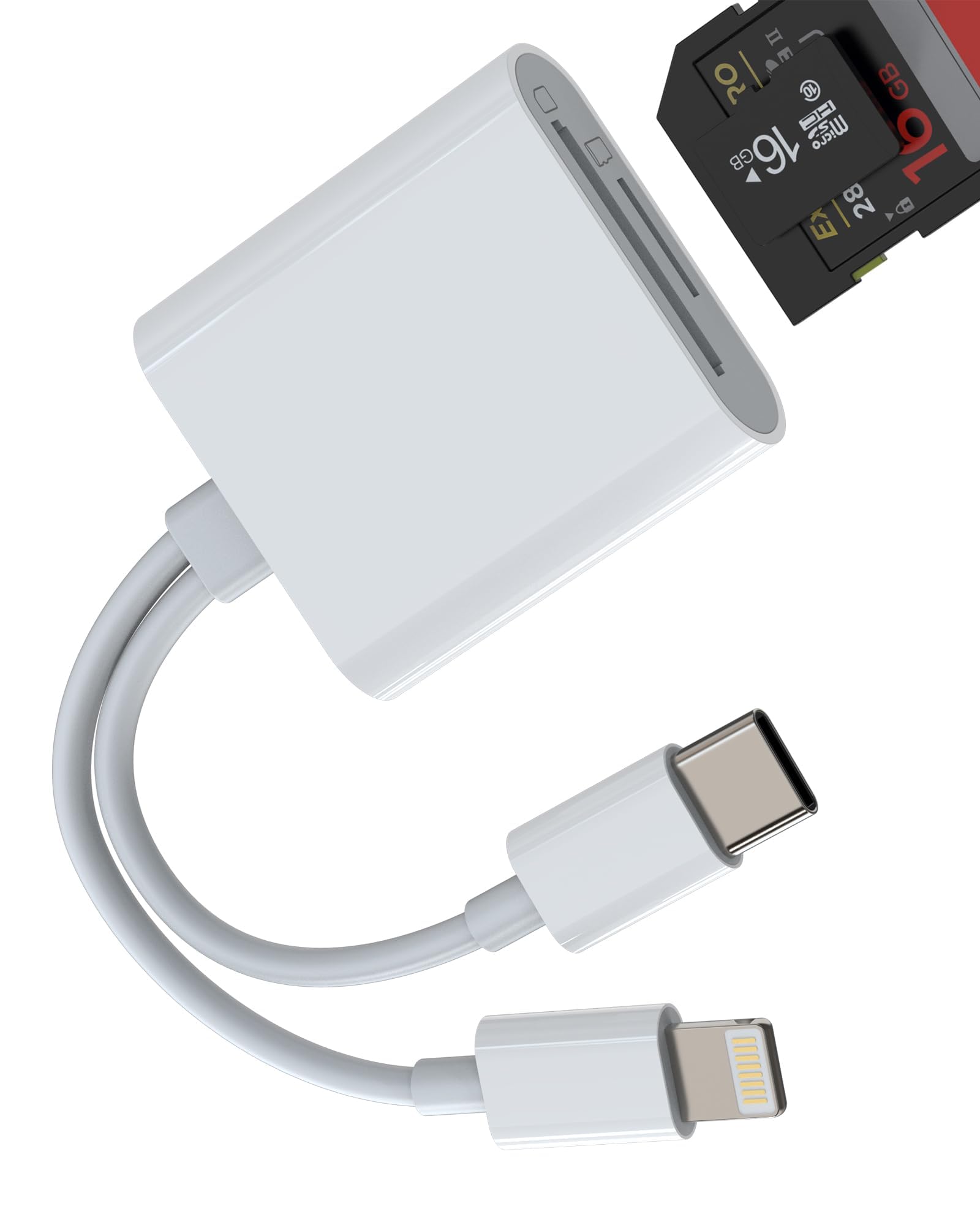 Adattatore Lettore Schede SD USB C Lightning(2 in 1)per Apple IPhone 15 14 Cavo Per iPad Micro SD Card Reader Digitale Macchina Fotografica TF Memoria Memory Esterna Chiavetta Compatibile Per Samsung