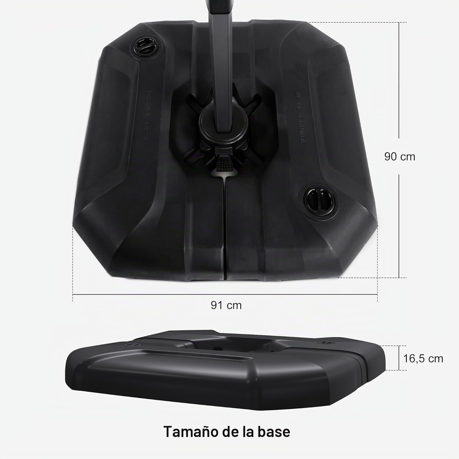 PURPLE LEAF Base Sombrilla 100 KG, Soporte Parasol 91 x 90 x 16,5 cm, para Llenar con Agua o Arena, Estable y Sólida, para Jardin Patio Terraza, Negro