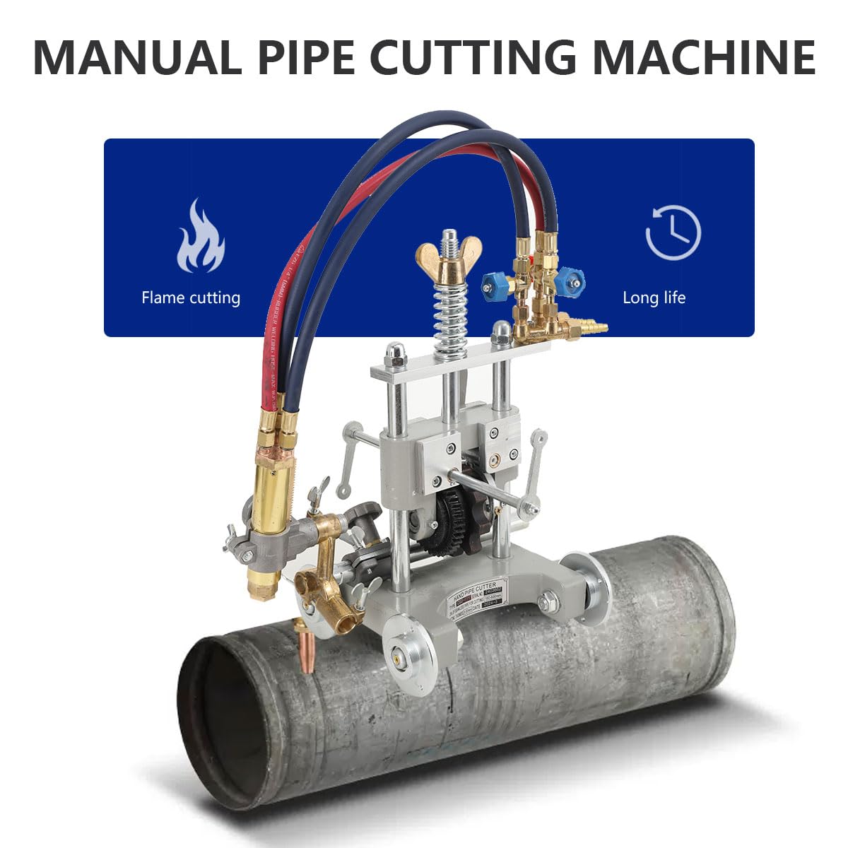 SOFEDY Manual Tunnel Pipe Gas Cutting Machine CG2-11Y Torch Beveling Gas Cutter Precise Hand Pipe Flame Cutter for Cutting Straight/Beveled Clean Edges