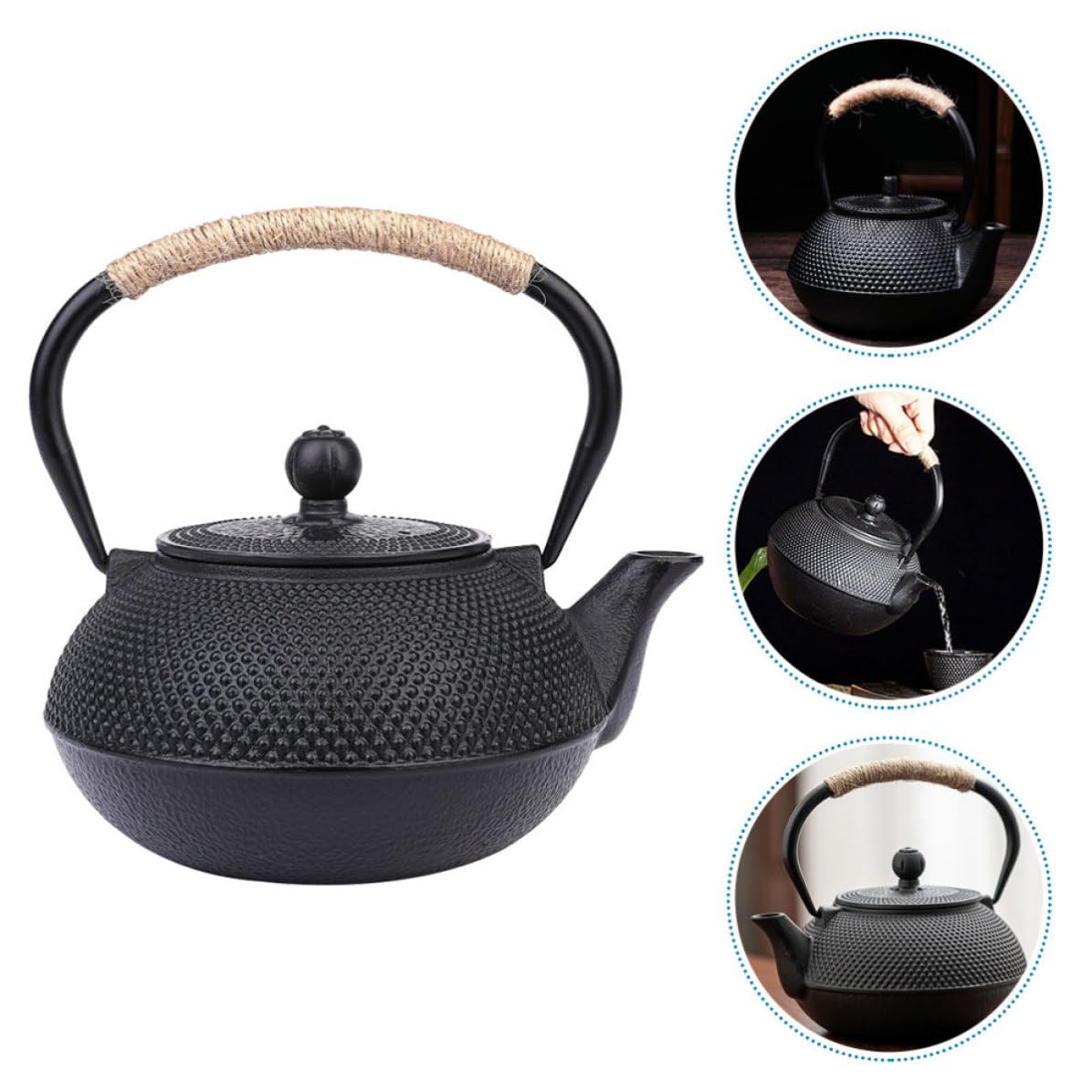 UKCOCO Tetera de Hierro Fundido con Infusor para Té Resistente Portátil Excelente Retención de Calor para Uso Doméstico y Degustación de Té Japonés