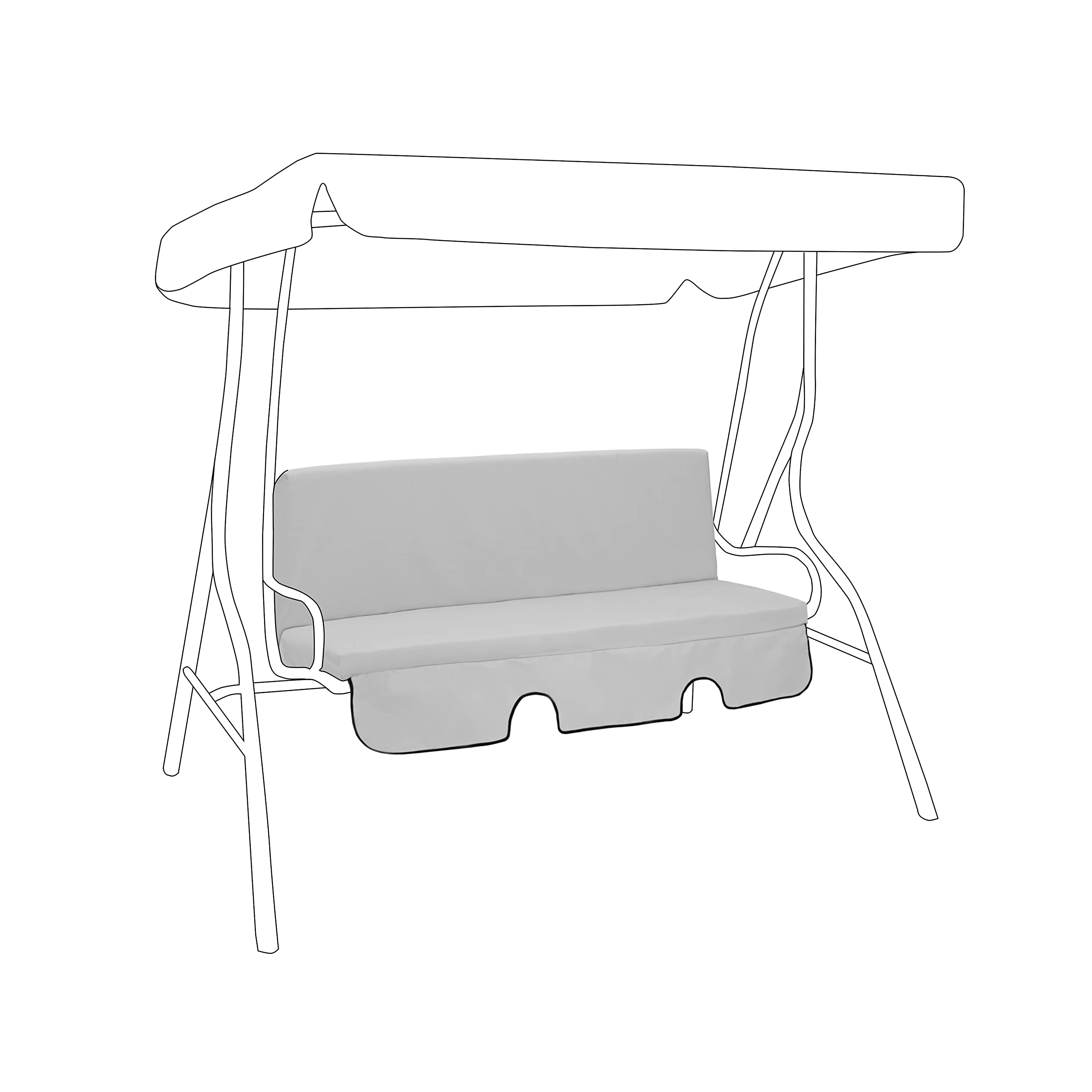 Gardenista Grey Garden Swing 3 Seater Hammock Bench Cushion | Canopy Outdoor Patio Furniture Replacement Cushion Seat Pad | Water Resistant Seat And Back Cushion | Soft Comfy And Durable (Grey)