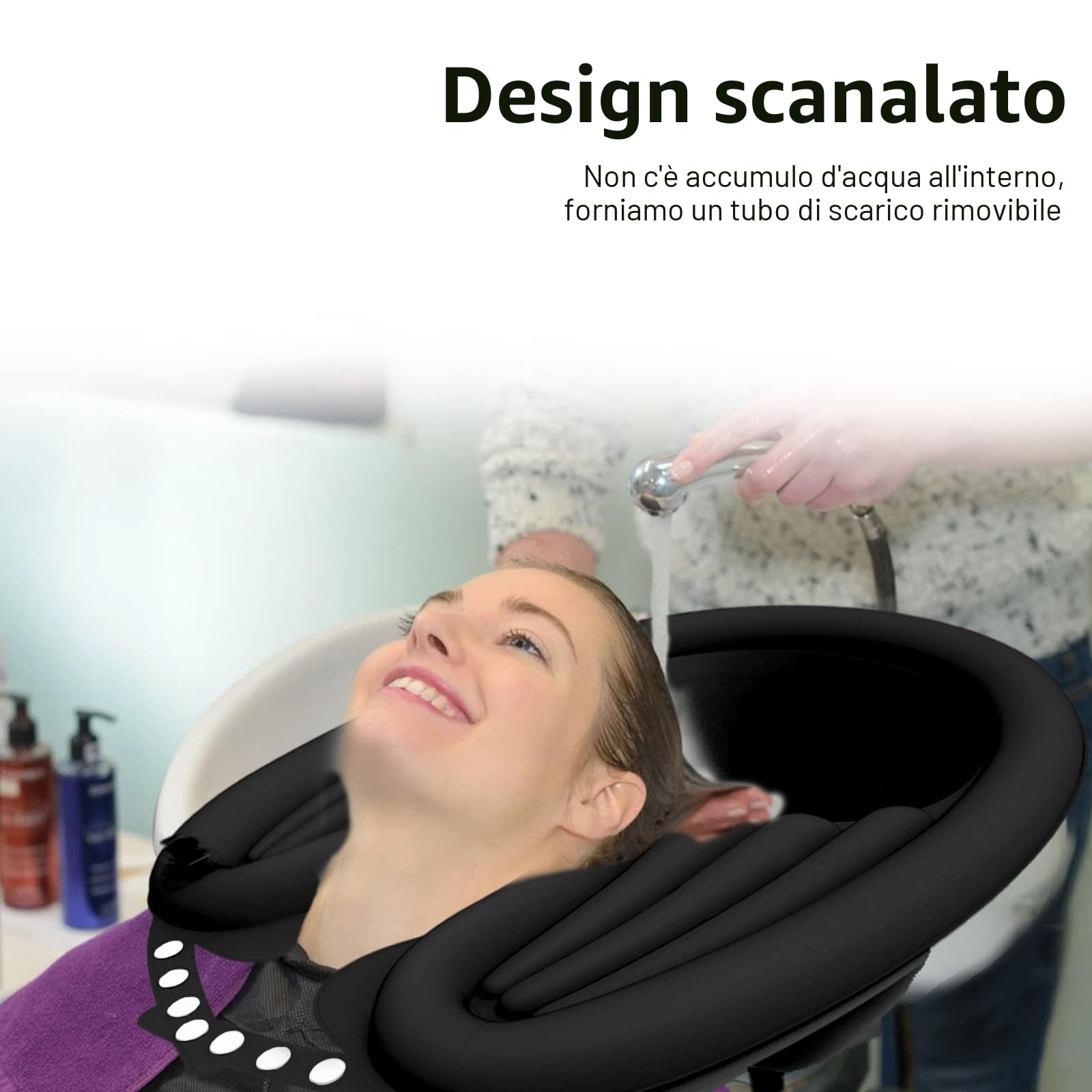 CDIYTOOL Bacino gonfiabile portatile per shampoo, per salone mobile, in PVC, pieghevole, per lavare i capelli, nero