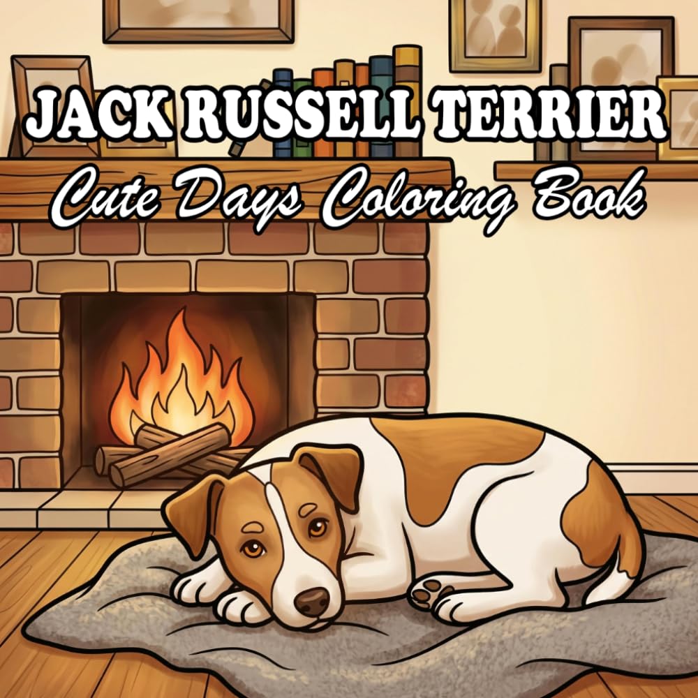Jack Russell Terrier Coloring Book for Kids & Adults: 69 Cute & Cozy Jack Russell Coloring designs with Everyday Life and Outdoor Scenes